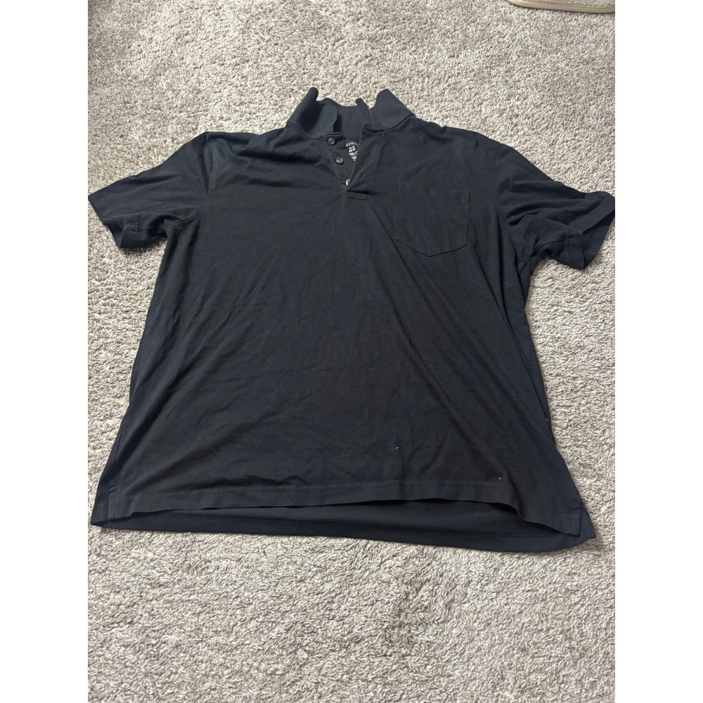 George Mens Short Sleeve Polo Shirt Black Size XL Chest Pocket Cotton Blend